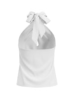 Women Satin Tank Tops Solid Color Backless Sleeveless Cross-criss Halter Vest 2026 Summer Fashion Elegant Top Streetwear