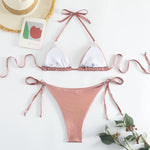 Sexy Red Shiny Triangle Micro Thong Bikinis Sets for Women Mini Swimwear Bathing Suits String Halter Bikini Mujer Swimsuit 2026