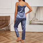 Ladies Heart Print Pajama Set Sexy V Neck Cami Top & Elastic Waistband Pants Pyjama 2 Pieces Women's Sleepwear & Loungewear Pjs