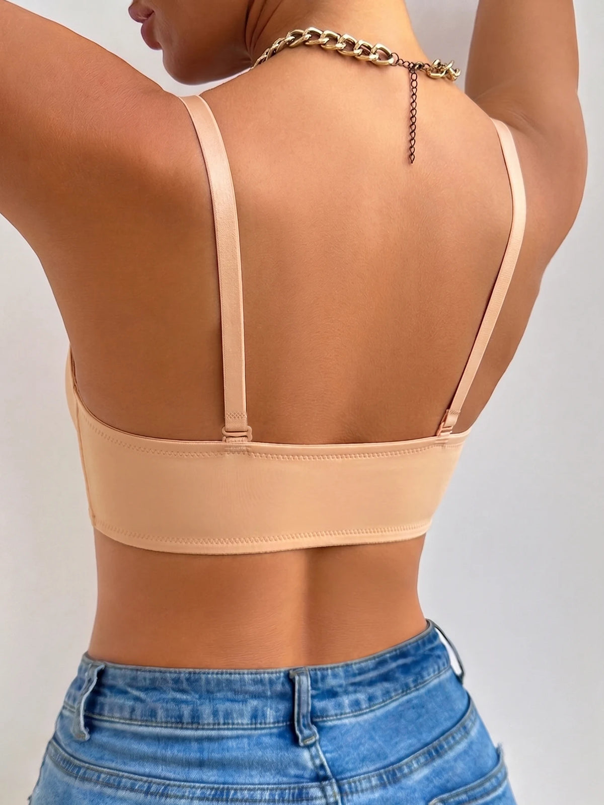 Solid Women Push Up Bra Front Closure Invisible Anti-slip Particles Side Collect Fat Comfortable Brassiere