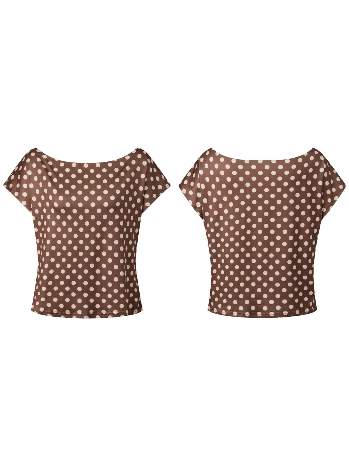 Summer Women's Fashion Tops Off Shoulder Short Sleeve Dots Print Tops Loose Shirts New