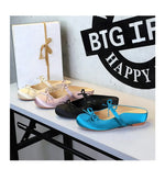 BIGTREE Satin Bow With One Strap With Shallow Mouth Half-Tugging Women's Hollow Inner Heightened Round-Head Sandals Comfortable