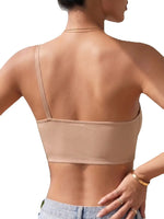 Solid Women's One Shoulder Seamless Bra Front Closure Thin Breathable Comfort Wireless Lingerie