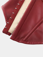 Pure Color Fishbone Shapewear Top Women's PU Leather Neck Buttoned Vest Market Style Underwear And Clothing
