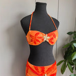 New With Skirt Metal Flower Printed Bikini Female Swimsuit Women Swimwear Three-Pieces Bikini Set Bather Bathing Suit Swim V7285