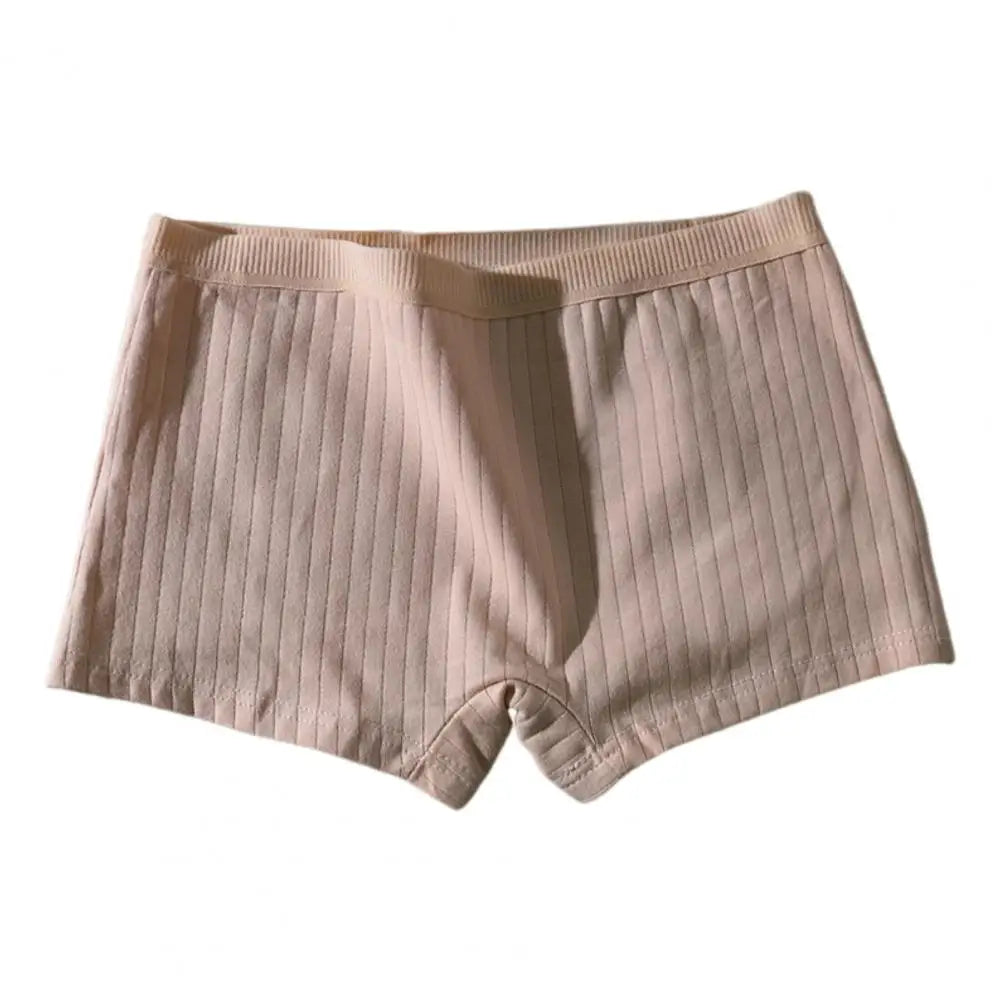 Women Underpants Seamless Mid Waist Cotton Solid Color Stretchy Boxers Anti-exposure Moisture-wicking Briefs Women Daily Wear