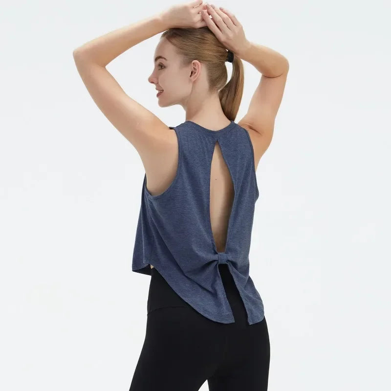 STOUREG New Women's Hollowed Out Dovetail Tank Top Yoga Wear, Outdoor Running Sports Fitness Tank Tops,Gym Shirt