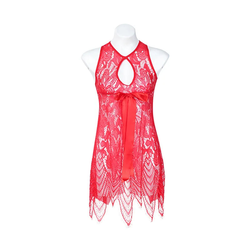 Sexy lace hollow pajamas mesh nightgown sexy lingerie