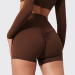 Women's High Waist Yoga Shorts Peach Butt Lifting Tummy Control Brushed Breathable Running Gym Fitness Tight