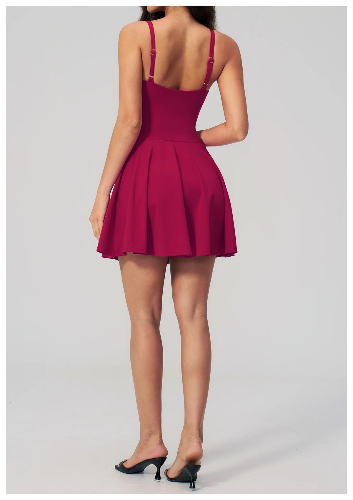 Bodycon Tennis Dress with Shorts Pocket Women Speed Dry Sleeveless V Neck One Piece Sport Outfit Short Dress Fitness Yoga Set