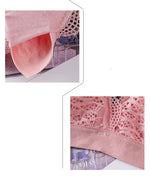 Women Scalloped Lace V Neck Padded Bra Fixed Non Adjustable Double Thin Strap Triangle Hollow Bralette One Size Underwear