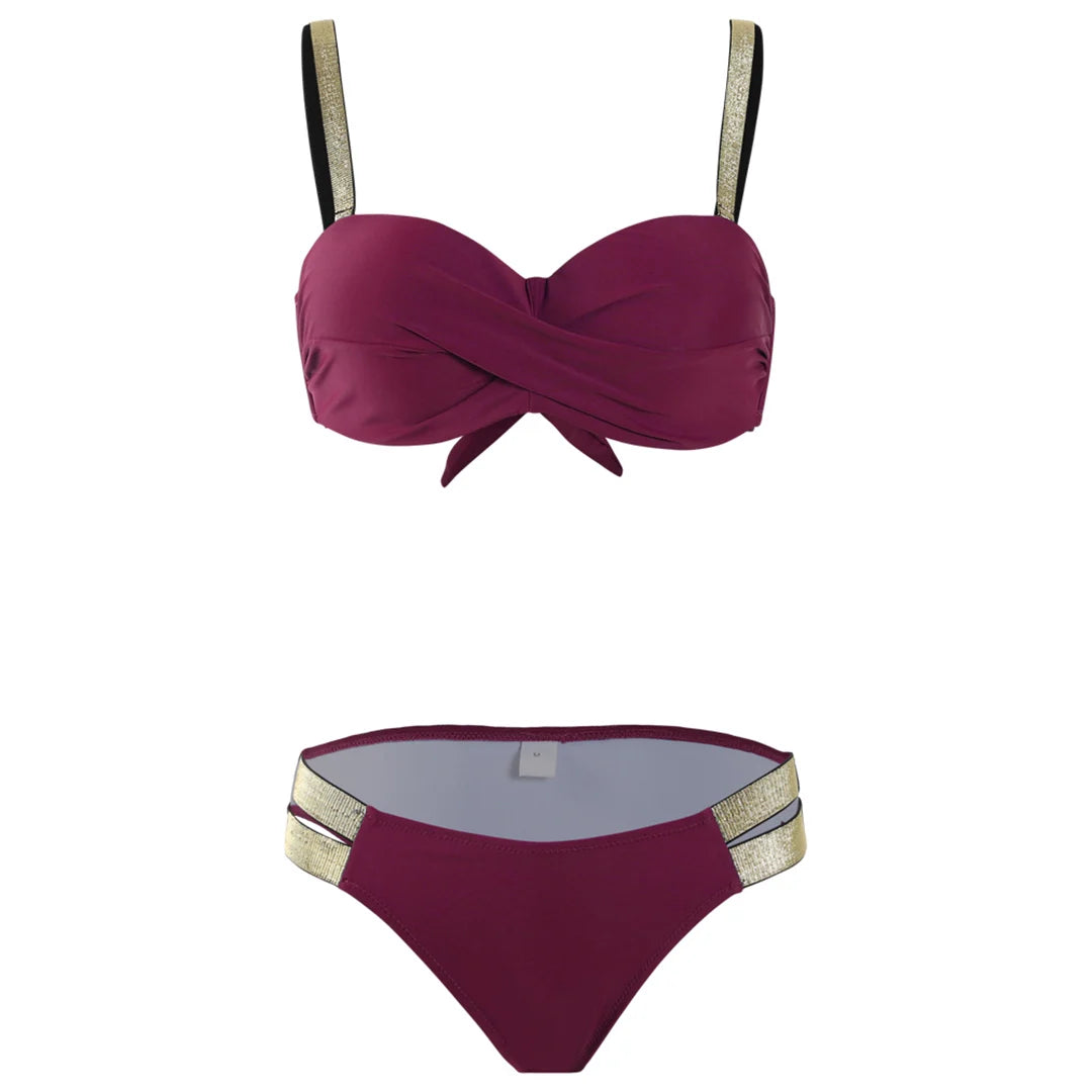 New S - XL Bra Bikini Push Up Swimsuit Female Swimwear Women Two-Pieces Bikini Set With Cup Bather Bathing Suit Swim Lady V2310