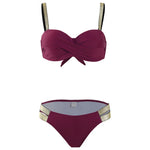 New S - XL Bra Bikini Push Up Swimsuit Female Swimwear Women Two-Pieces Bikini Set With Cup Bather Bathing Suit Swim Lady V2310