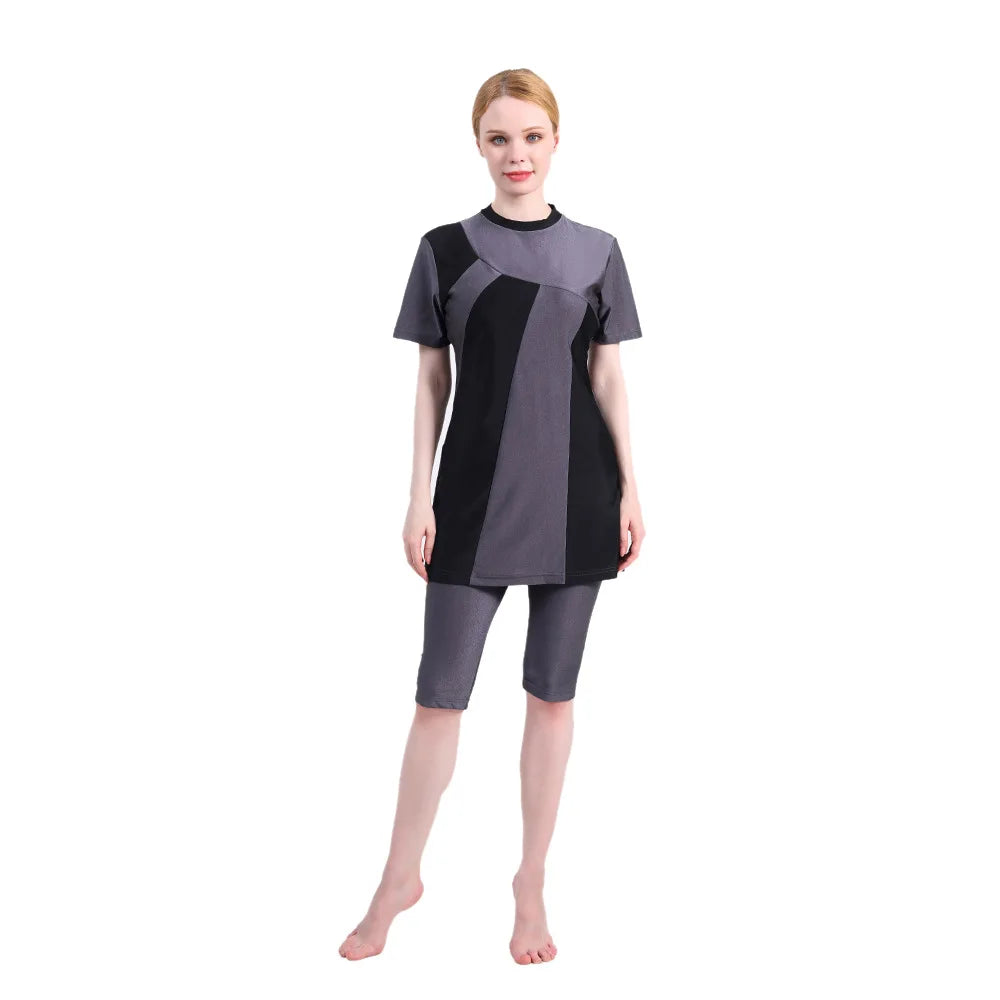 Muslim Swimsuit Burkini with Hijab for Women, Islamic Bathing Suit, Modest Plain Clothing, Swimwear for Muslim Swimming