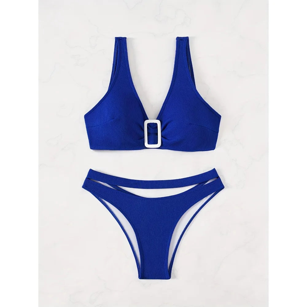 Sexy Royal Blue Bikini 2025 Woman Swimsuit Two Pieces Swimwear Female Thong Bikinis Set Swimming Bathing Suits Brazilian Biquini