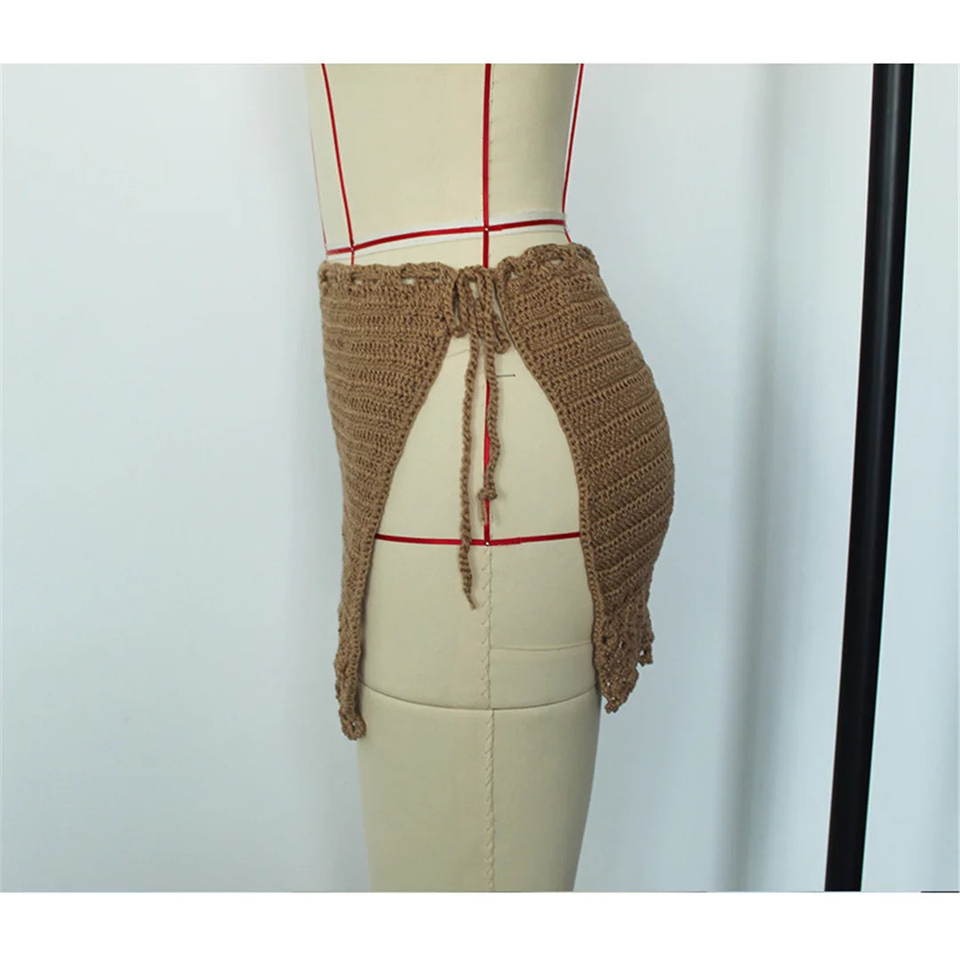 2026 Hollow Out Skirt Sarong Crochet Knitted Tunic Beach Cover Up Beach Wear Beachwear Female Women Cover-ups Beach Dress K8074
