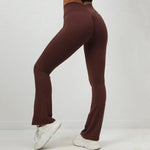 Women's Seamless Yoga Leggings Pants Sports Fitness Peach Hip-lifting High Waist Slimming Dance Training Workout Flared Pants
