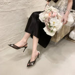 Mesh Lace Back Strap Pointed Toe High Heels Sandals Women Pumps Summer Sexy Party Banquet Stiletto