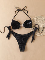 New Sexy Women's Bikini Set - Adjustable Tie Side Bandage Triangle Top & Low Rise Bottom with Starfish Metal Drawstring Summer