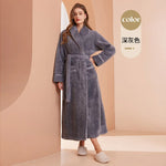 Thick Cozy Fleece Couple Bathrobe, Men Women Long Warm Loungewear, Autumn Winter Flannel Plus Size Robe Pajamas
