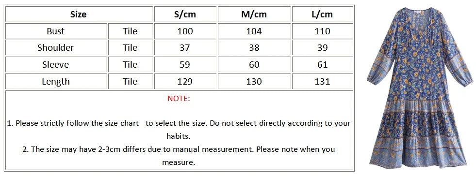 Foridol Bohemian Printed Floral Women Long Dress with Sleeve Spring Summer New in Midi Vestidos Casual Beach Boho Dress Women