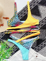 Sexy Splicing Cross Bandage Thong Bikini Female Swimsuit Women Swimwear Two Pieces Bikini Set Bathing Suit Swim Beach Wear Lady