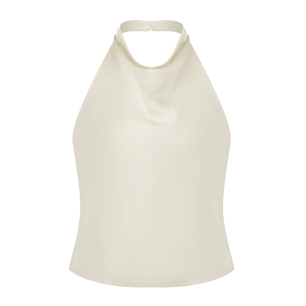 Women Summer Halter Neck Vest Sleeveless Open Back Solid Color Satin Tank Tops