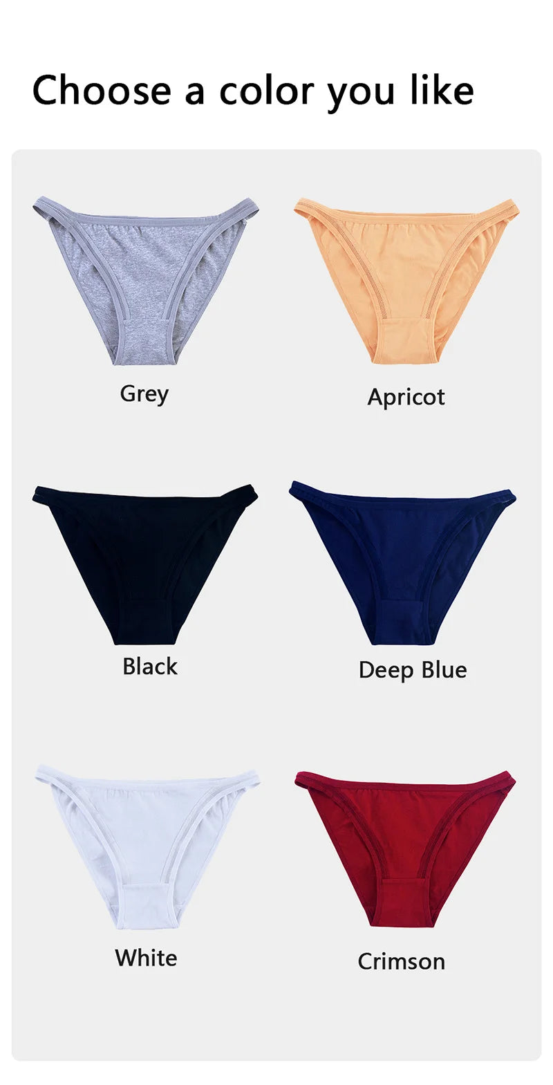 1Pc Cotton Panties Women's Low Waist Briefs Female Underwear Breathable Underpants Comfort Panties Sexy Lingerie M-XL