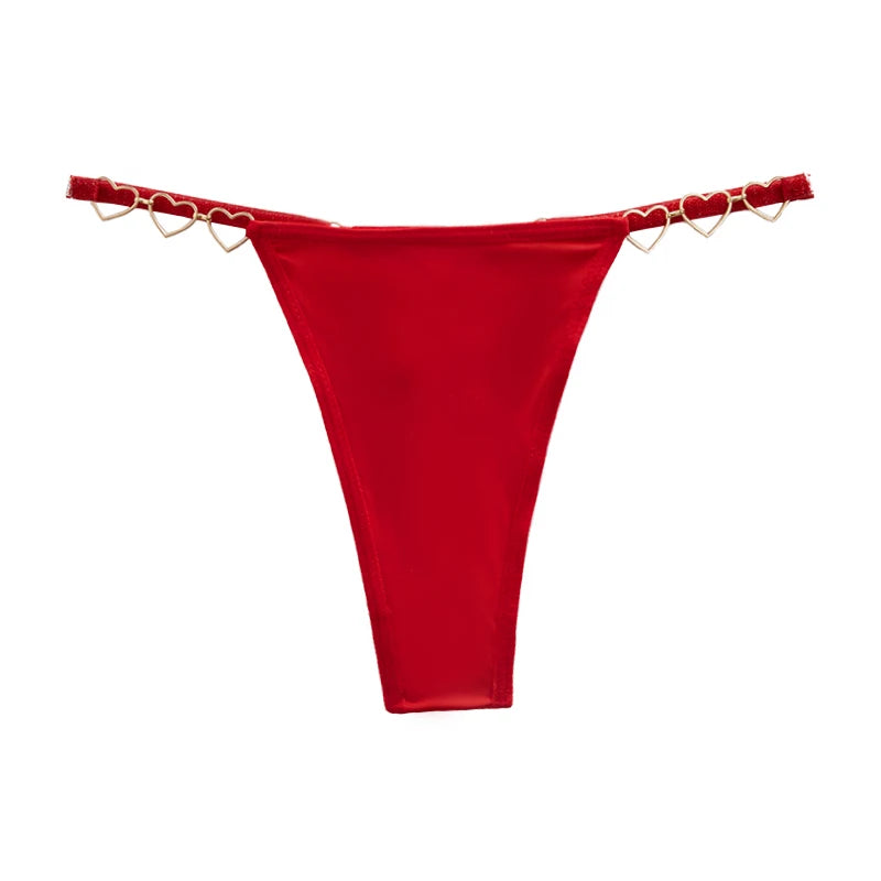 1pcs Women Sexy Thongs Low Rise Lady G-string Heart Decoration Erotic Intimate Lingerie T-Back New Fashion Cotton Crotch Panties