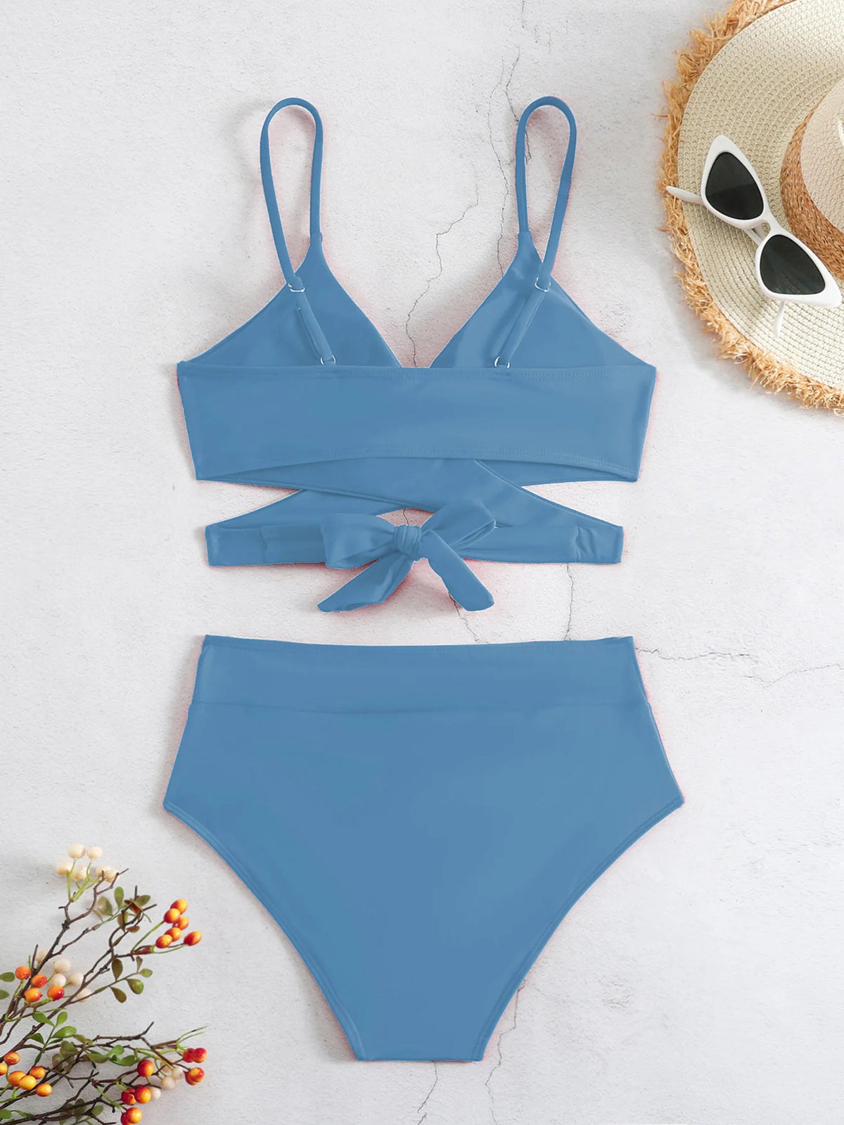 Cross Wrap High Waist Bikini Sets Sexy Red Brazilian Biquini Swimsuit Two Pieces Swimwear Women 2024 Bathing Suits Beach Wear