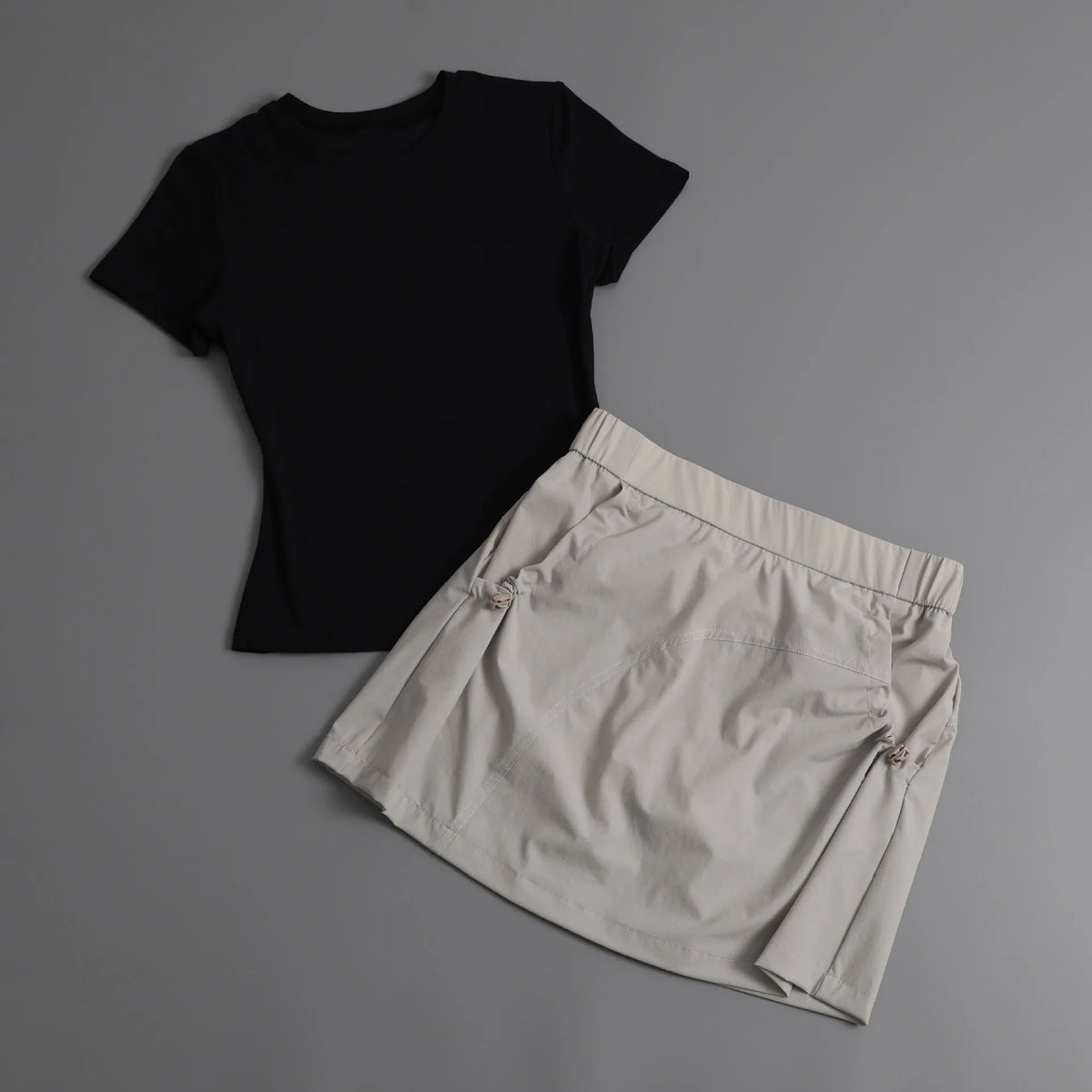Summer Casual Yoga Sets Women Short Sleeve Loose T-shirt Sportwear High Waist Pocket Sports Short Skirt Fitness Running Wear