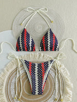 XS - L Mesh Knitted Rope Halter Brazilian Bikini Women Swimwear Female Swimsuit Two-pieces Bikini Set High Cut Bathing Suit Swim