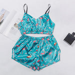 Women's Printed Satin Camisole & Lace Trim Shorts Set – Sexy Loungewear | European & American Bestseller