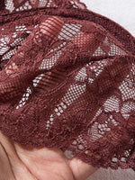 Deep Brown Lace Sexy Deep V Bra And G-string Transparent Hollow Design Women's Underwear Set Costume/Intimate Wear