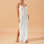V Neck Sleeveless Hollow Out Crochet Knitted Tunic Beach Cover Up Cover-ups Beach Dress Beach Wear Beachwear Female Women V7212