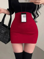 Korean Style Pure Desire Sexy High Waist Hip Enhancing Waist Slimming Anti-Exposure Bodycon Skirt Short Skirt Sweet AYE8