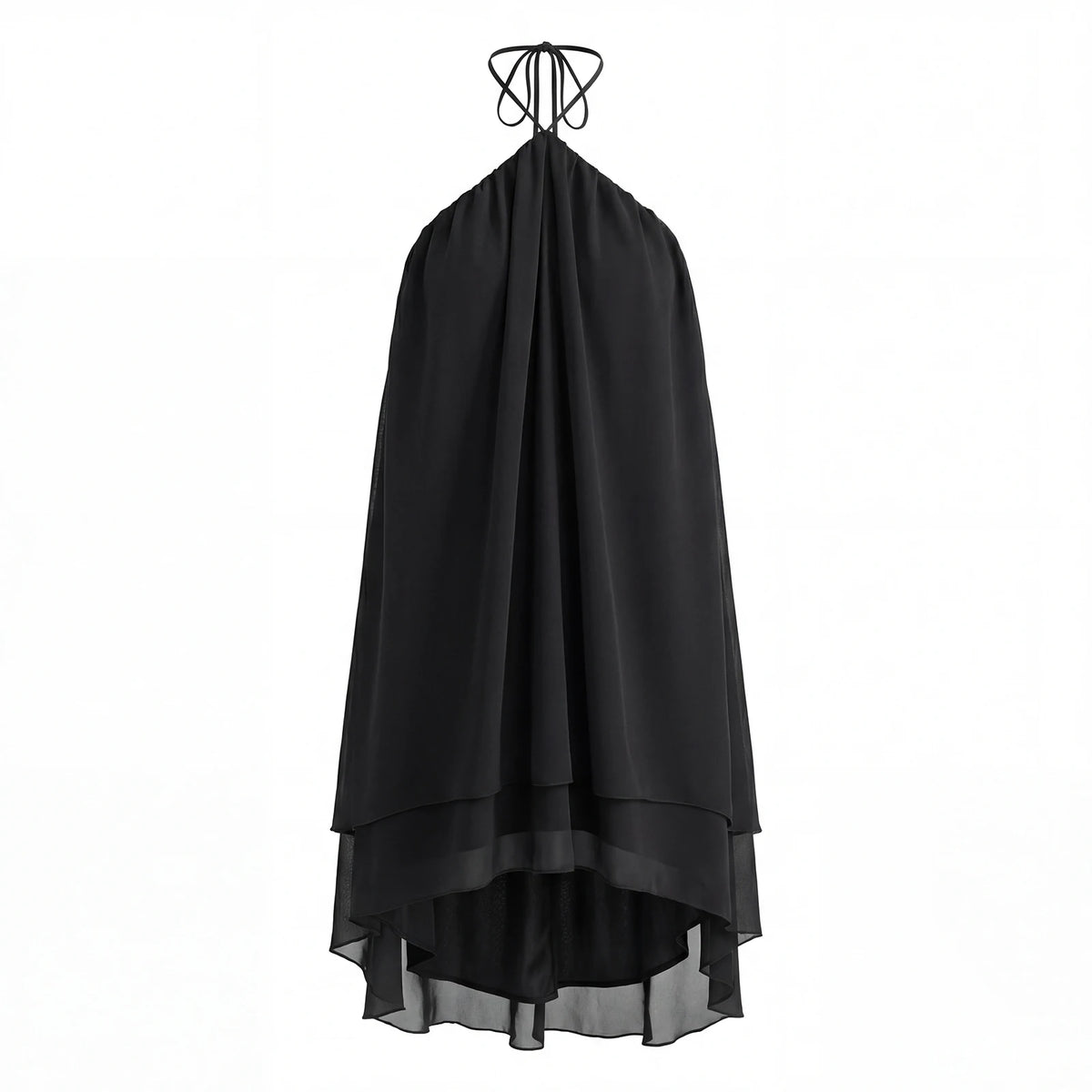 Women Summer Fashion Mini Dress Halter Neck Sleeveless Dot Print Backless High Low Hem Flowy Dresses