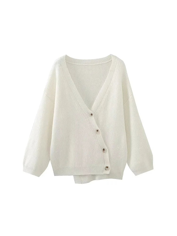 Foridol V-neck Oversize Beige Autumn Winter Women Knitted Long Sleeves Cozy Femme Casual Cardigans Sueter Mujer Loose Sweater