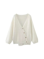 Foridol V-neck Oversize Beige Autumn Winter Women Knitted Long Sleeves Cozy Femme Casual Cardigans Sueter Mujer Loose Sweater