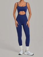 Summer Sports Overalls Women Gym High Stretch Back Zipper Yoga Jumpsuit Tight Hollow Out Slim Hip Lifting One Piece Bodysuit