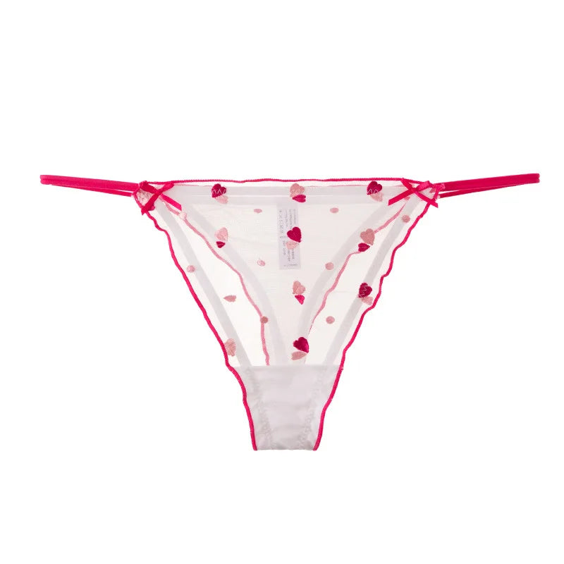 Heart Lace Sexy Girls Briefs Women Panties Seamless Bowknot G String TransparentThong Underwear Low Waist Female Lingerie