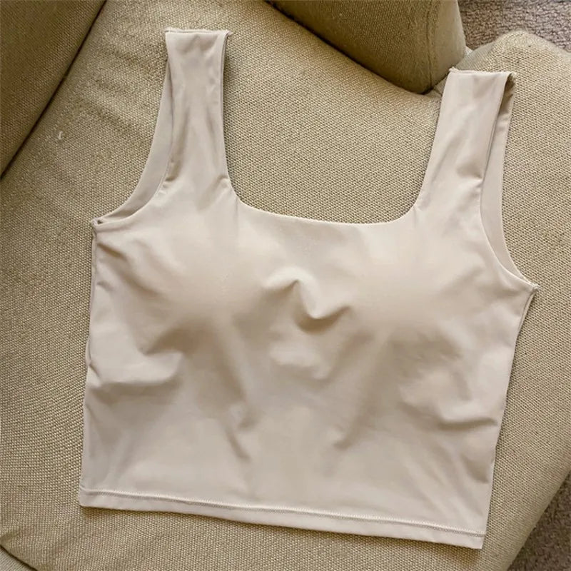 Summer Ice Silk Bras Top Square Neck Crop Top Solid Color Underwear Streetwear Bra Top for Women Sexy Lingerie