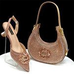 doershow Italian Shoes And Bag Sets For Evening Party With Stones Italian Leather Handbags Match Bags!HFG1-21