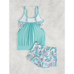 Summer Two Pieces Swimsuits Woman Print Swimwear Female Tankini Sets Beachwear High Waisted Bathing Suit Sports Women Bathers