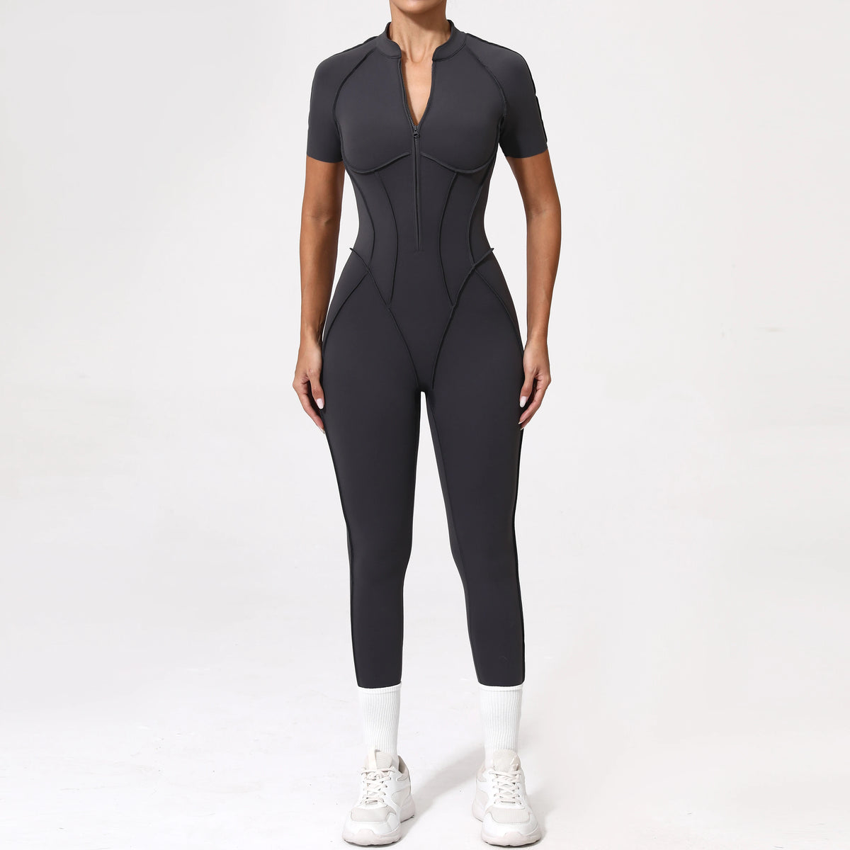 With Zipper Hollow Back Yoga Jumpsuit Sportswear Women Gym Clothes Running Fitness Yoga Backless Bodysuit