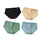 4Pcs/Set Women's Mid-Rise Cotton Panties Breathable Soft Ribbed Underwear Solid Lingerie Stretchy Comfort Daily Briefs M-XL