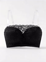 Plus Size Strapless Bra C D Cup Underwire Black Lace WomenAnti-Slip Comfort Support Lingerie for evening gowns MR3502