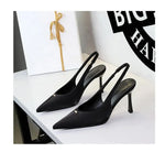 BIGTREE Shoes Sweet Metal Decoration Women Pumps Pointed High Heels silks satins heeled Sandals Women Summer Shoes Stiletto 8 cm