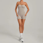 Womens Two Way Wear Bodysuit Sleeveless Yoga Stretch One Piece Romper Sexy Fitness Side Pockets Sportwears Bodysuit