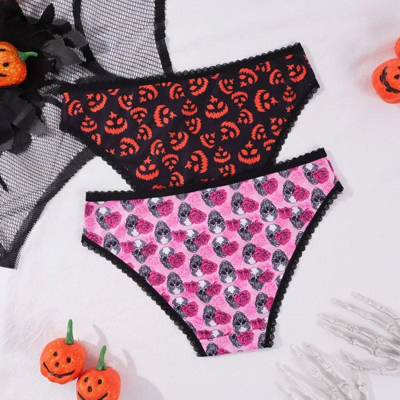 Halloween New Style Women's Briefs Lace Sexy Low-Waisted Seamless Invisible Girl's Underwear Soft Breathable Panties For Party